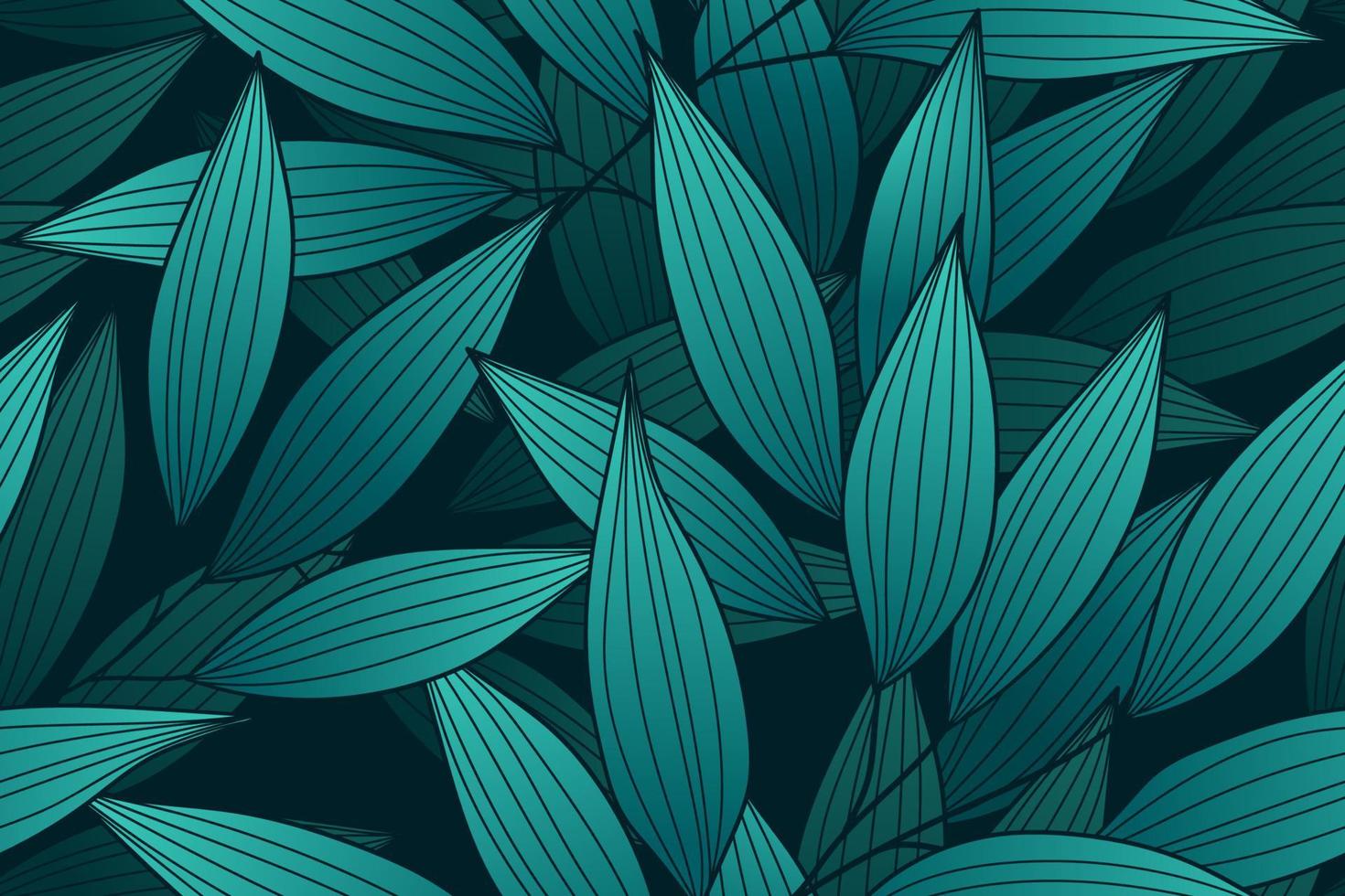 Gradient tropical leaves seamless pattern vector