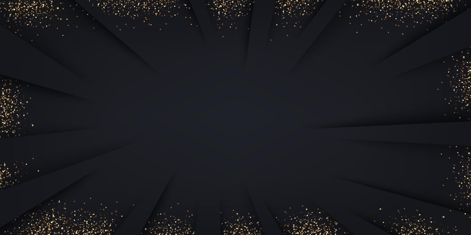 Black abstract paper background with golden particles vector