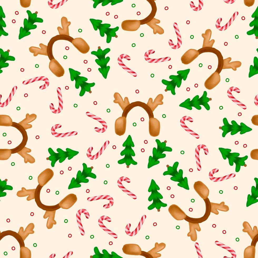 Christmas elements seamless pattern vector