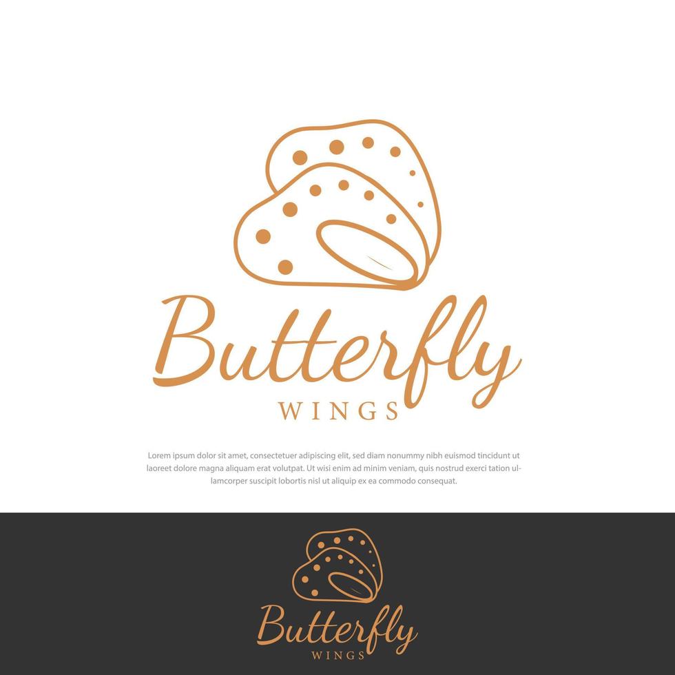 Simple elegant golden butterfly wings, can be used as a symbol, brand identity, company logo vector