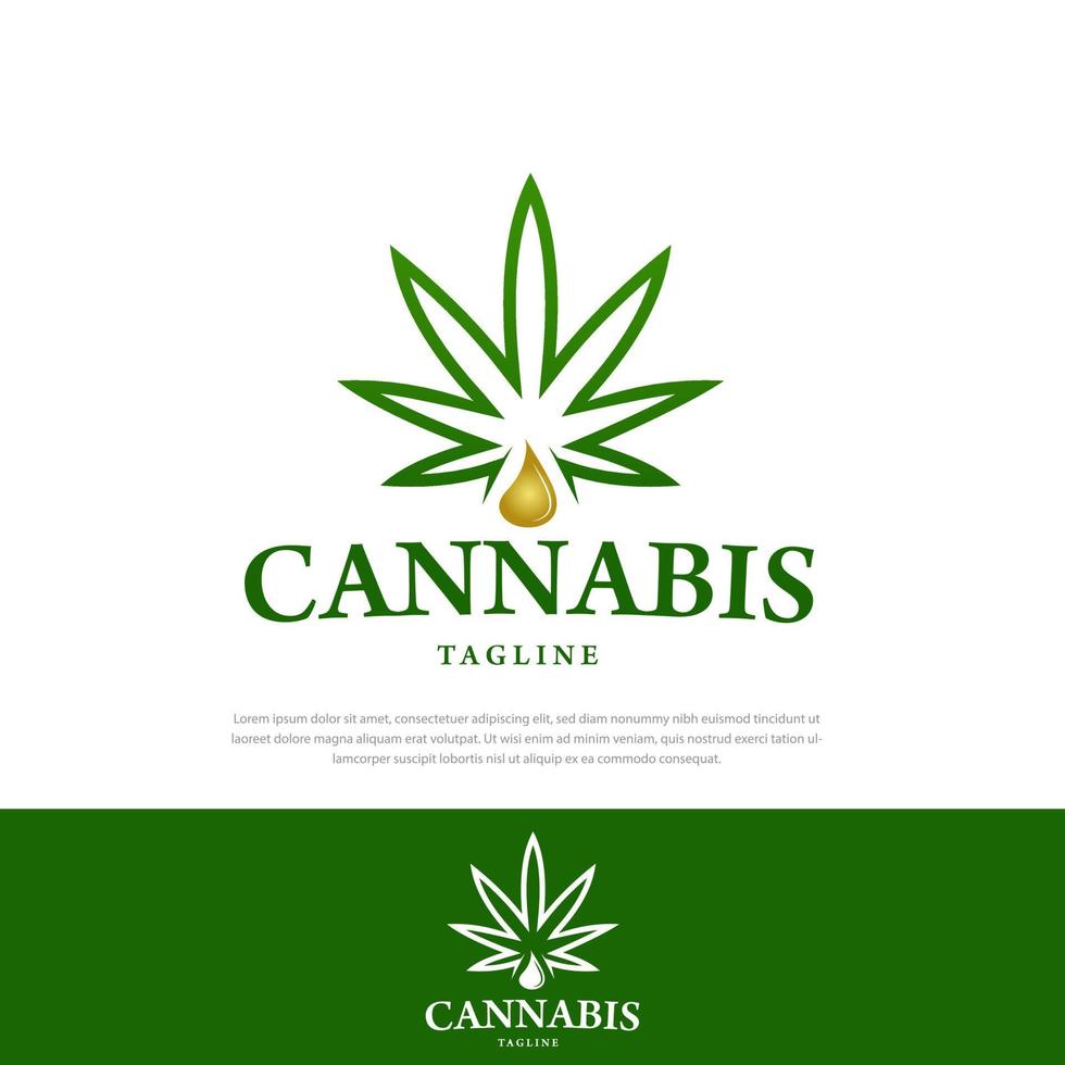 Cannabis essential oil drops logo design vector medical marijuana illustration