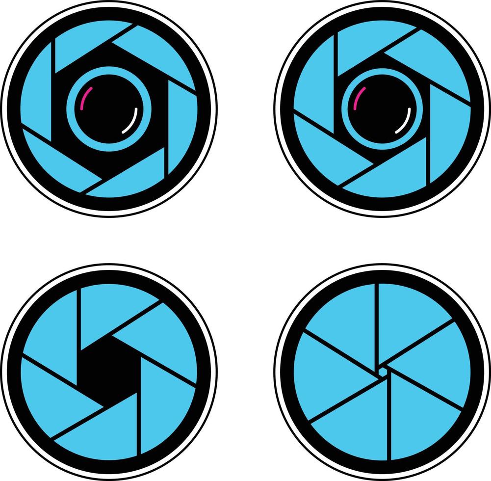 iconos de modelo de cámara de observación lente plana vector