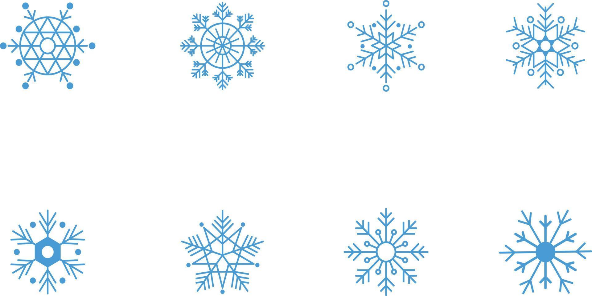 iconos de copos de nieve clásico plano vector