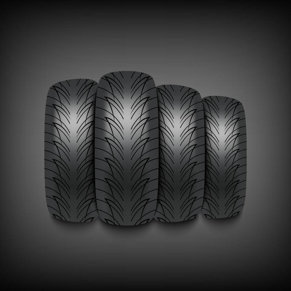 Car tires realistic design isolated on white background, vector illustration