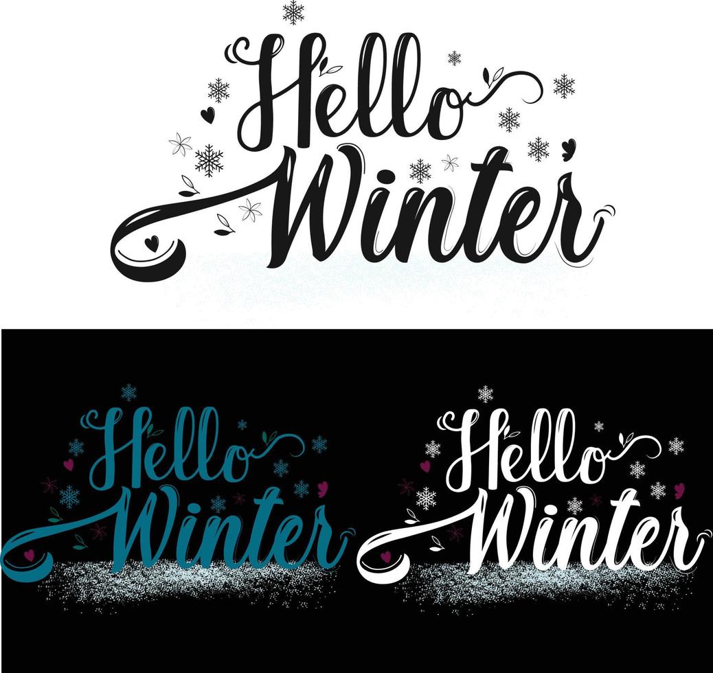 invierno año nuevo diseño de tipografía navideña con copo de nieve, árbol de navidad. se puede utilizar en camisetas, tazas, carteles y mucho más. vector