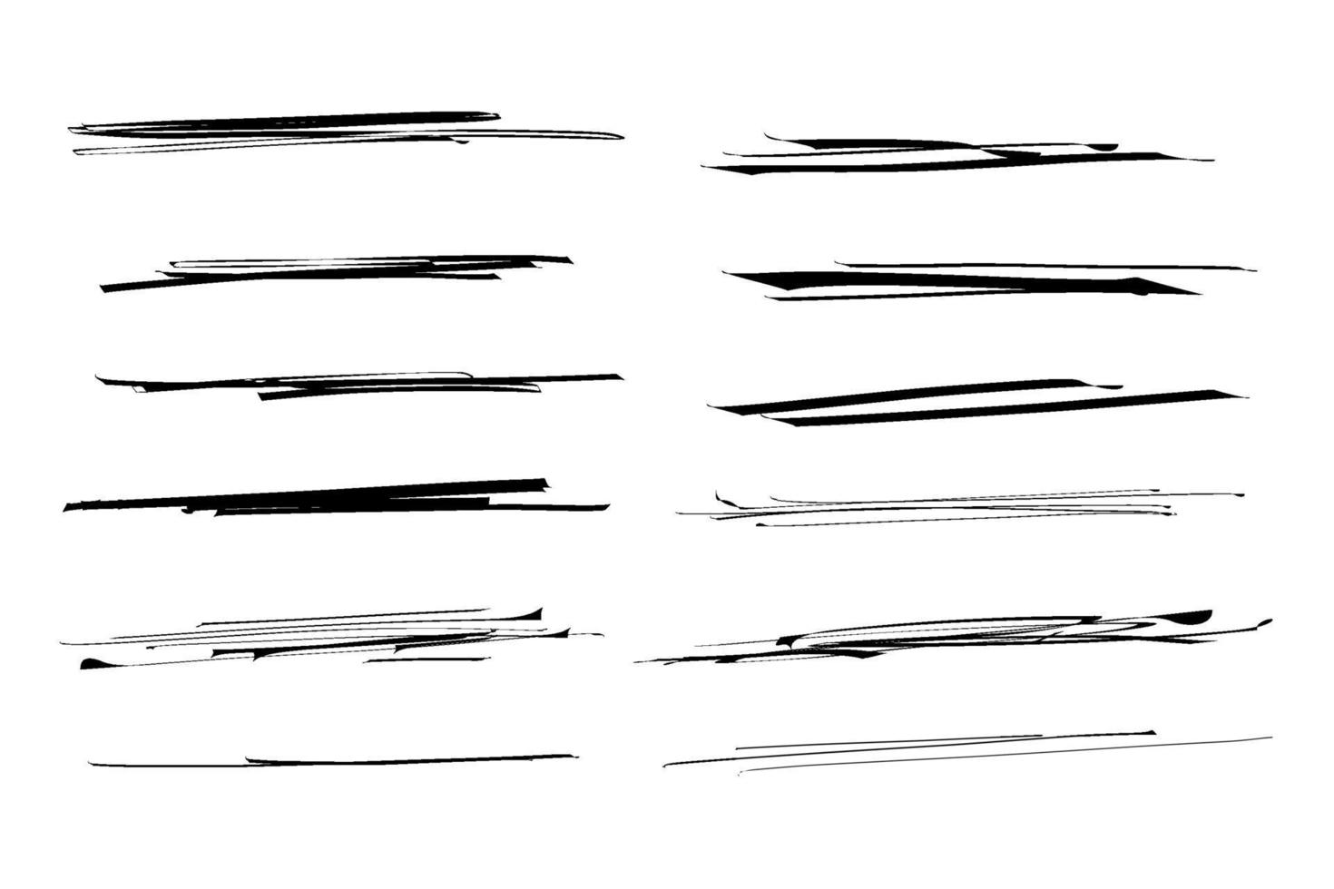 Set of artistic pen brushes. Hand drawn grunge strokes. Doodle design elements. Hand drawn collection set of underline strokes in marker brush doodle style. vector