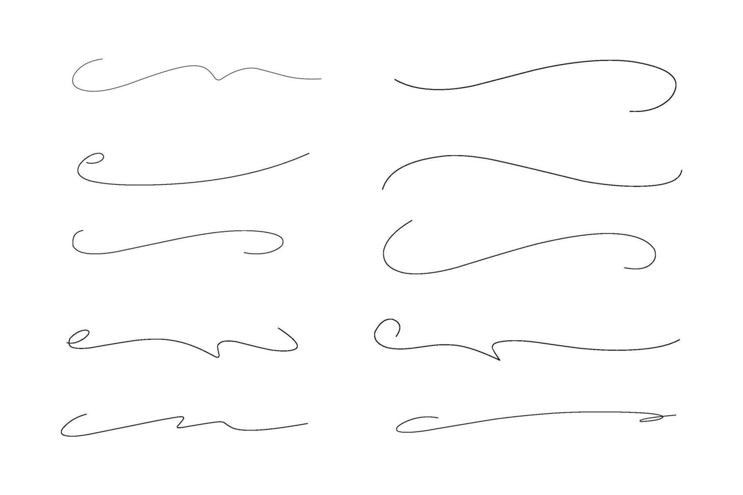 Set of artistic pen brushes. Hand drawn grunge strokes. Doodle design elements. Hand drawn collection set of underline strokes in marker brush doodle style. vector