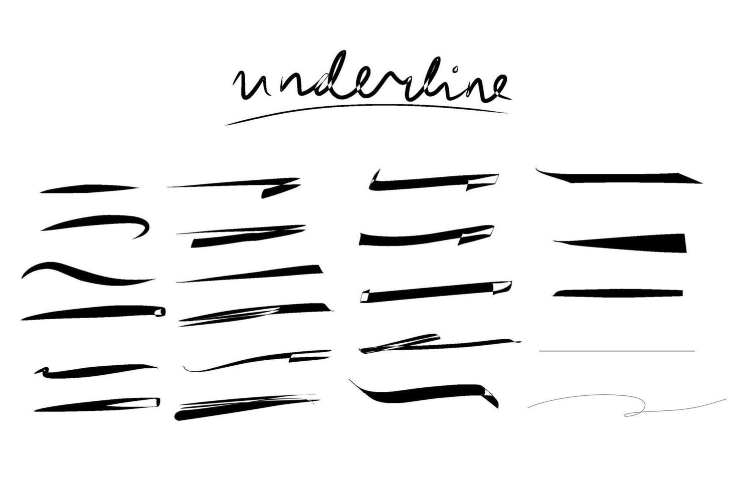 Set of artistic pen brushes. Hand drawn grunge strokes. Doodle design elements. Hand drawn collection set of underline strokes in marker brush doodle style. vector