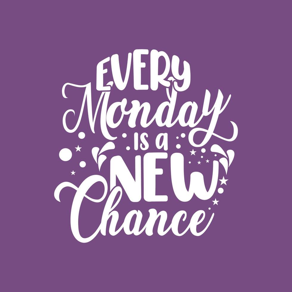 Every monday is a new chance Lettering typography motivational or inspirational quotes design vector