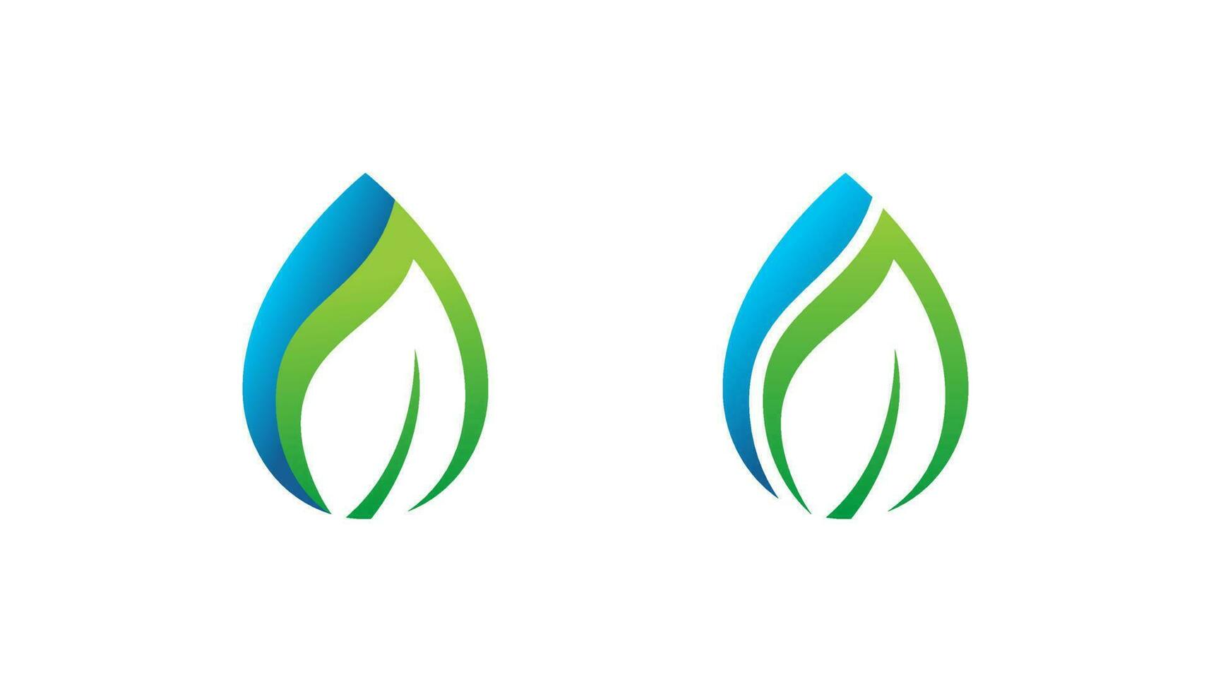 Green water logo design, water drop and leaf vector