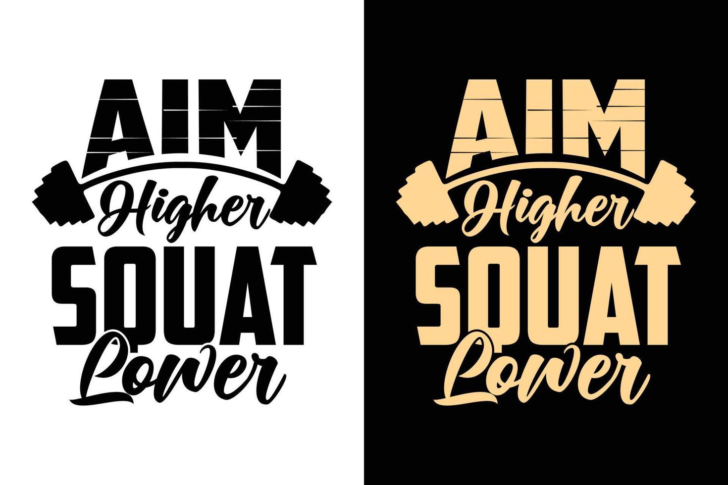 Aim higher squat lower Gym workout exercise typography t shirt design bundle set vector