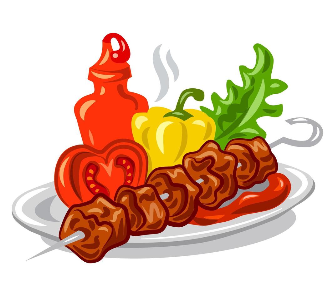 grilled hot kebab vector