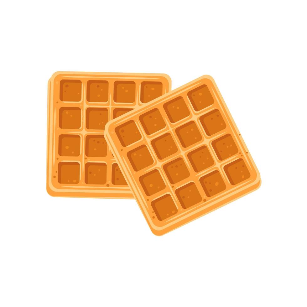 Square waffle icon. Fresh pastries for breakfast or a snack for tea and coffee. Vector flat illustration