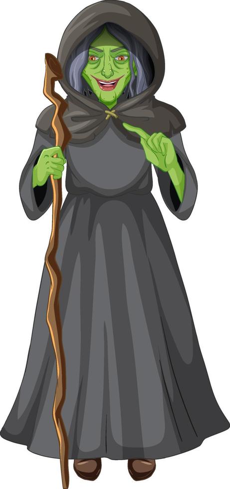 Wicked old witch character on white background vector