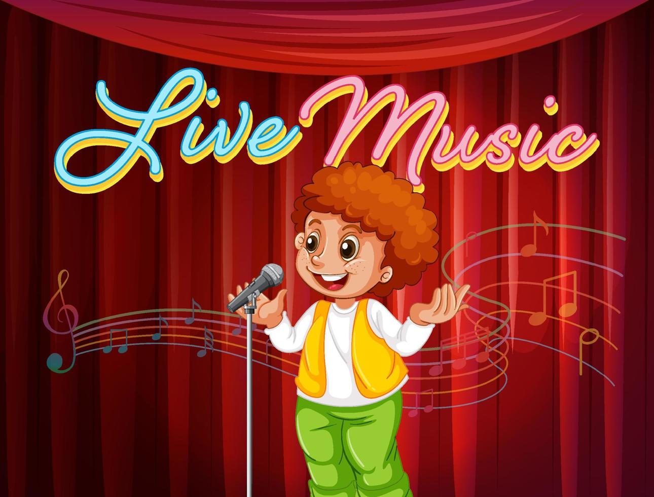 A boy performing singing on stage vector