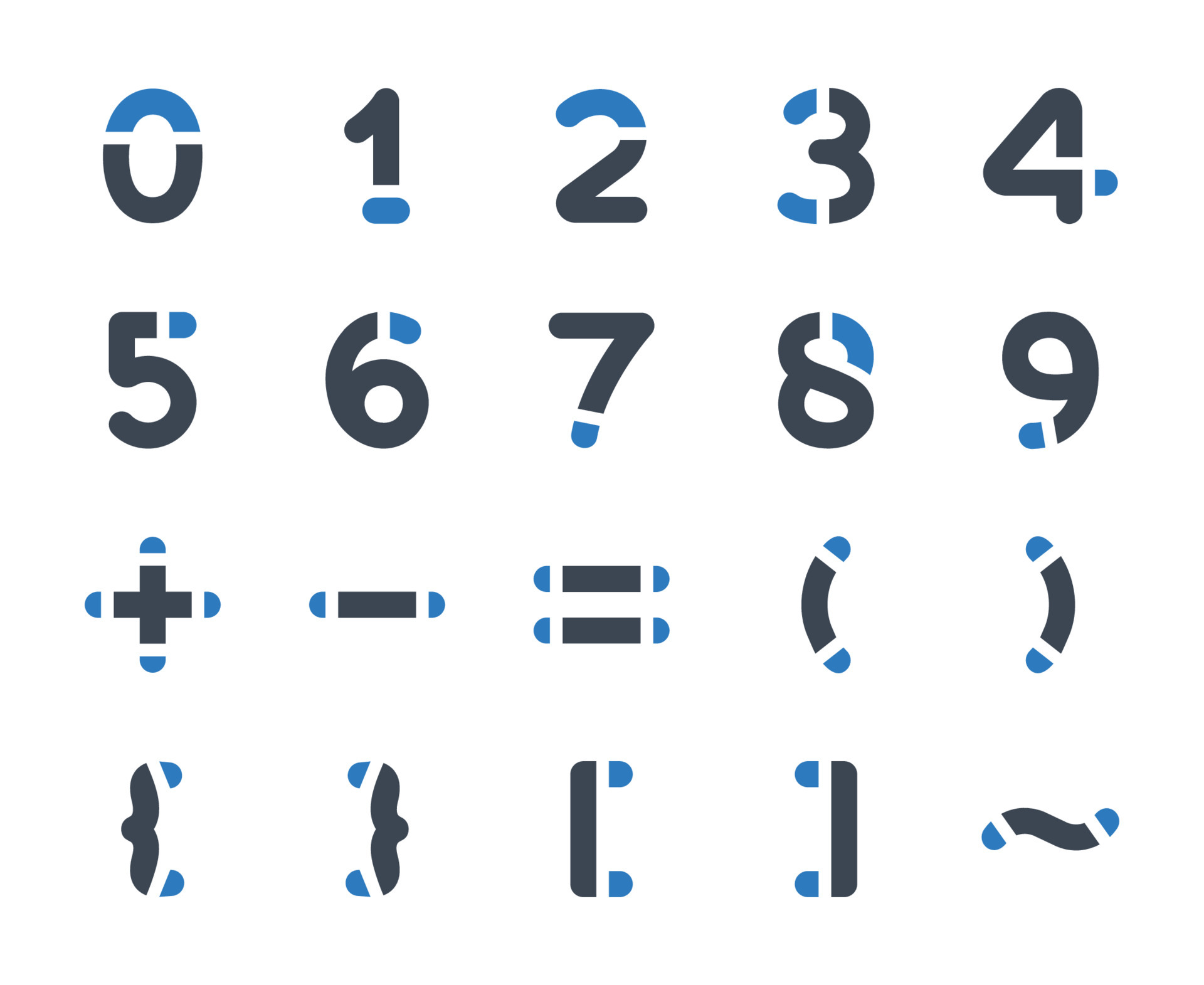 Numbers icon set vector illustration . number, count, math, bracket