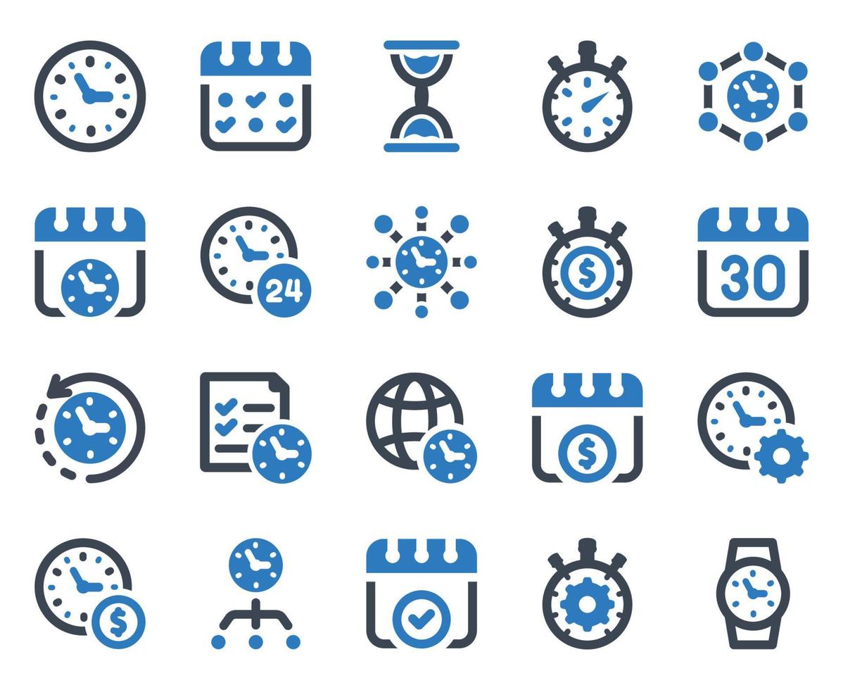 Time icon set - vector illustration . clock, watch, calendar, schedule, date, month, timer, stopwatch, deadline, icons .