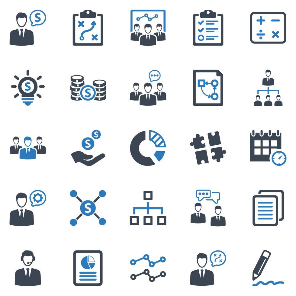 Business Planning Icon Set - vector illustration . business, planning, strategy, businessman, investor, conversation, discuss, meeting, hierarchy, management, manager, icons .
