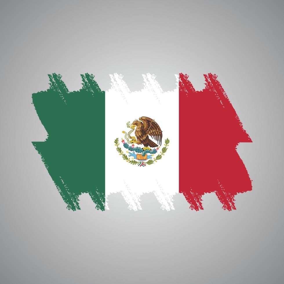 vector de bandera de méxico con estilo de pincel de acuarela