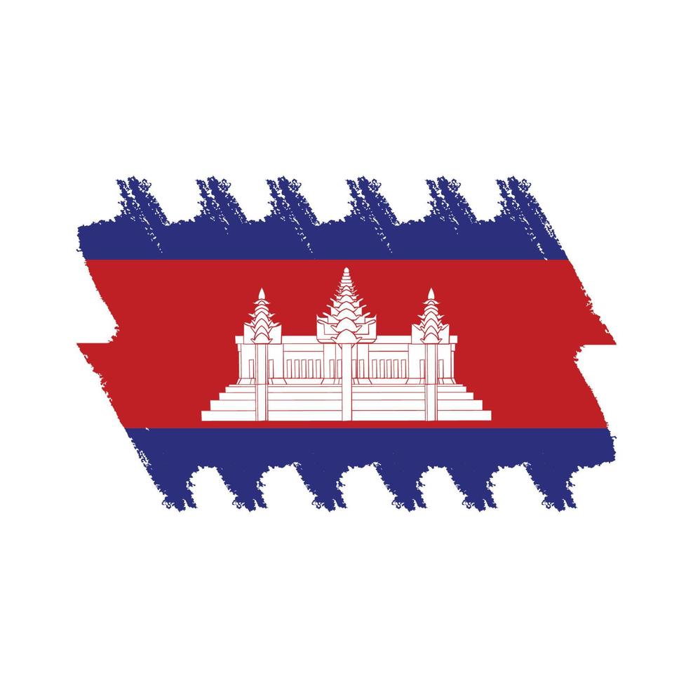 Cambodia flag vector with watercolor brush style