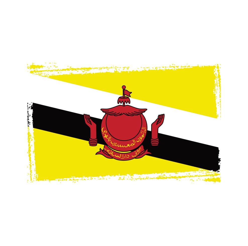 Brunei flag vector with watercolor brush style