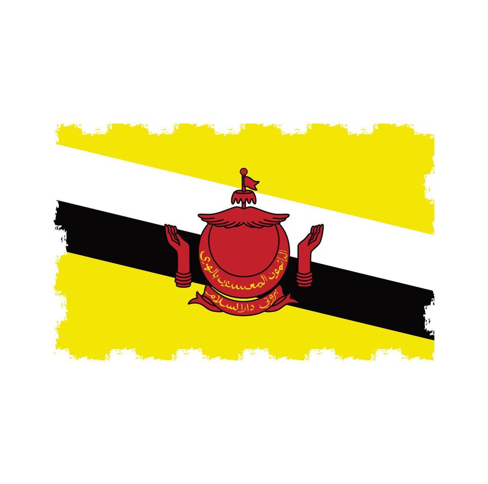 Brunei flag vector with watercolor brush style