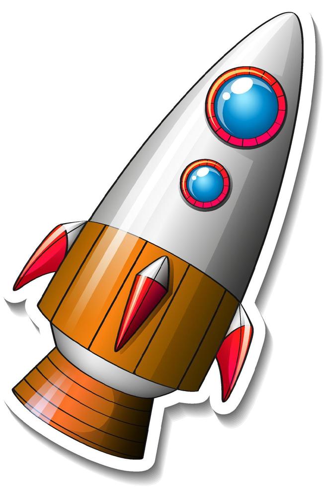 A sticker template with Rocket Ship Cartoon isolated vector