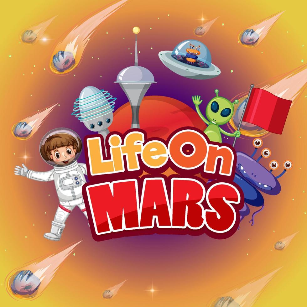 Life on Mars poster with astronaut and alien 4335892 Vector Art at Vecteezy