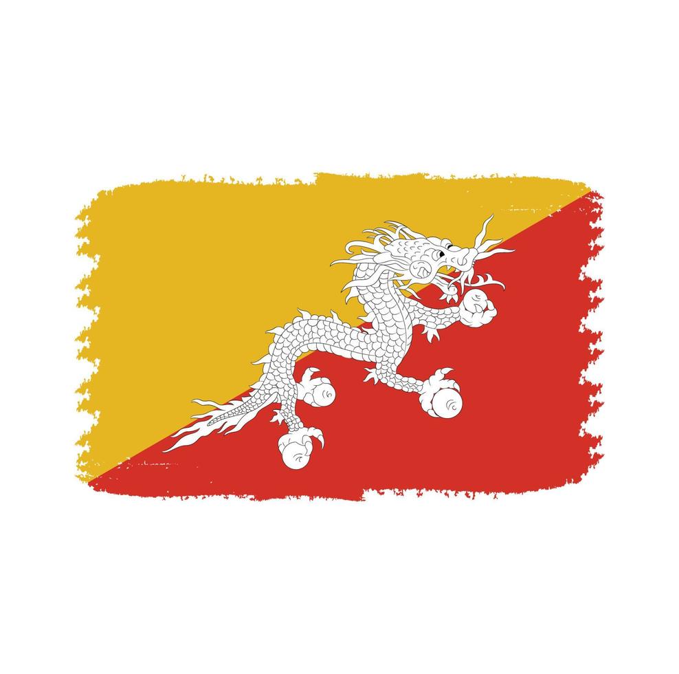 Bhutan flag vector with watercolor brush style