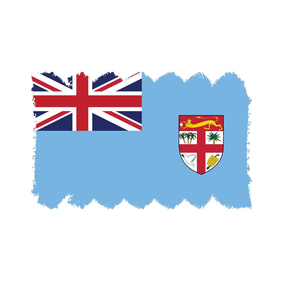 Fiji flag vector with watercolor brush style