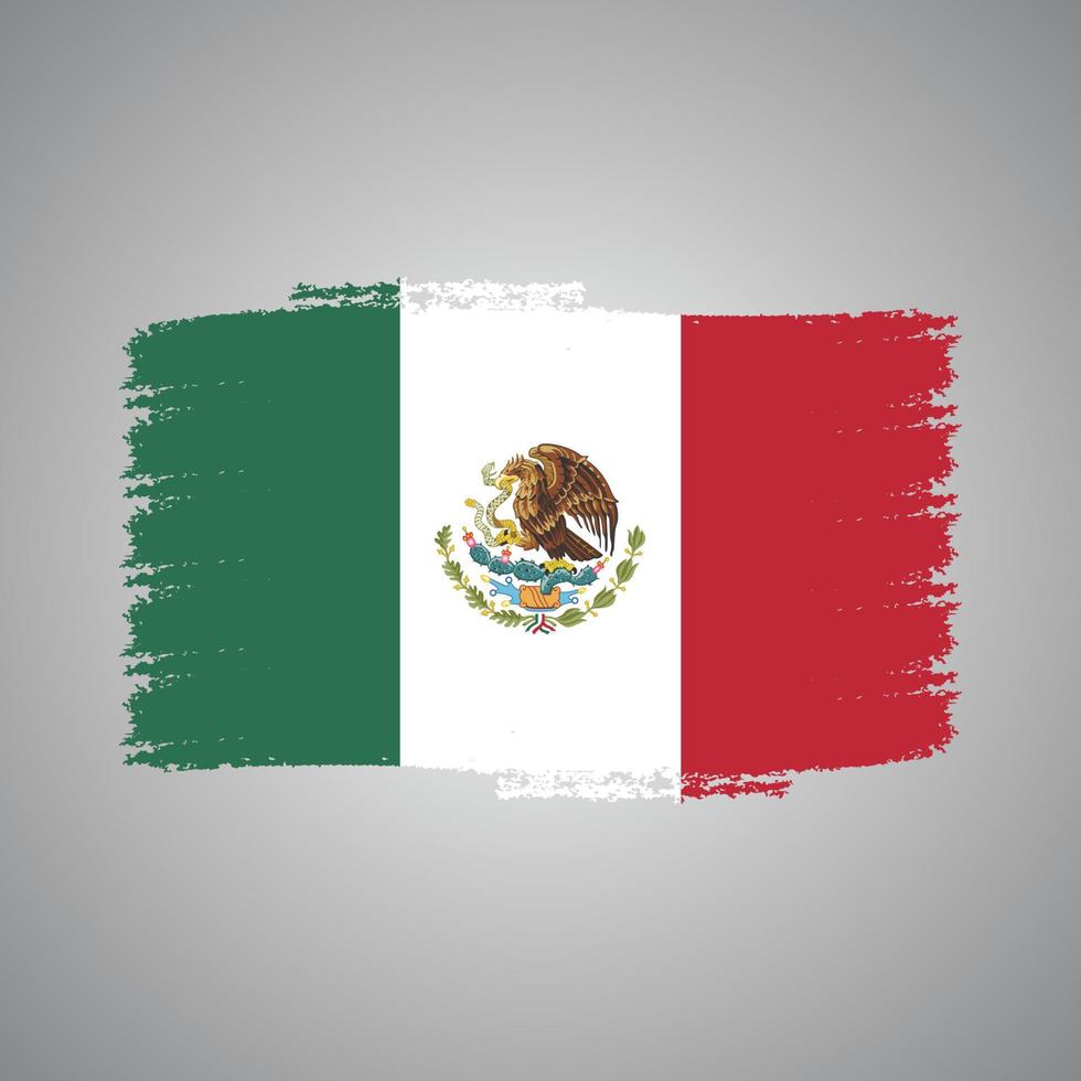 vector de bandera de méxico con estilo de pincel de acuarela