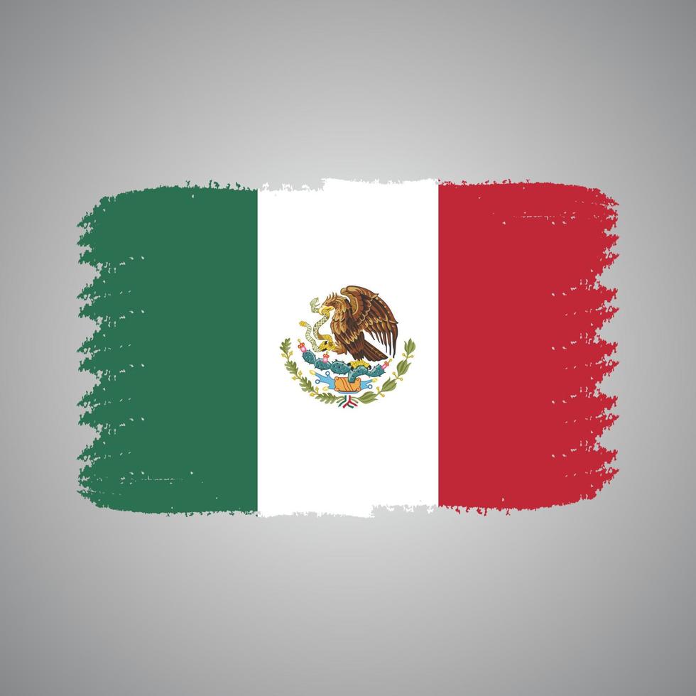 Mexico flag vector with watercolor brush style