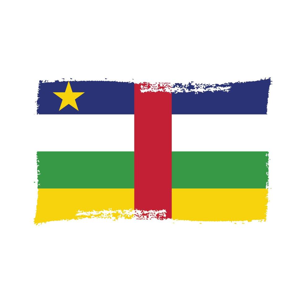 Central African Republic flag vector with watercolor brush style