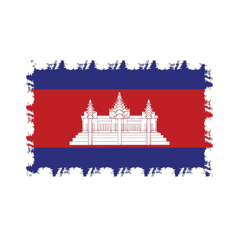 Cambodia flag vector with watercolor brush style