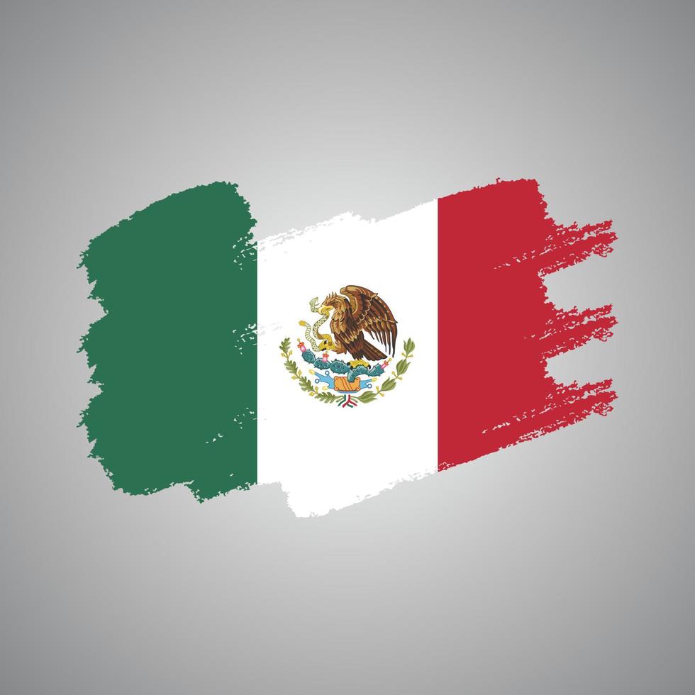 vector de bandera de méxico con estilo de pincel de acuarela