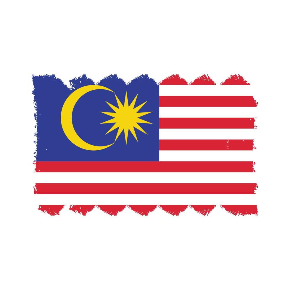 Malaysia flag vector with watercolor brush style