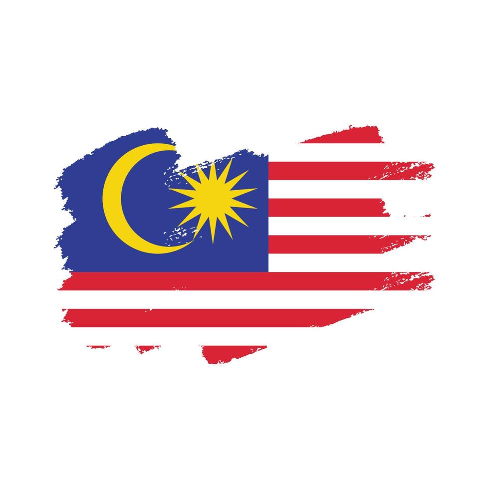 Malaysia flag vector with watercolor brush style