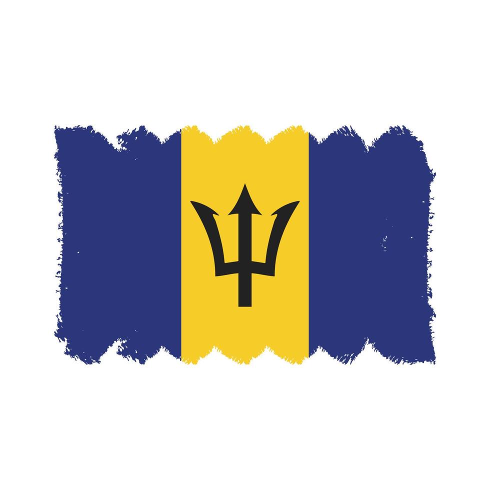 Barbados flag vector with watercolor brush style