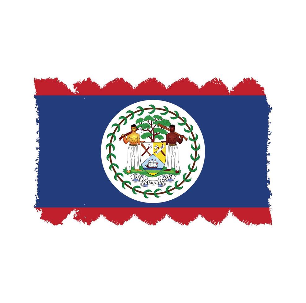 Belize flag vector with watercolor brush style