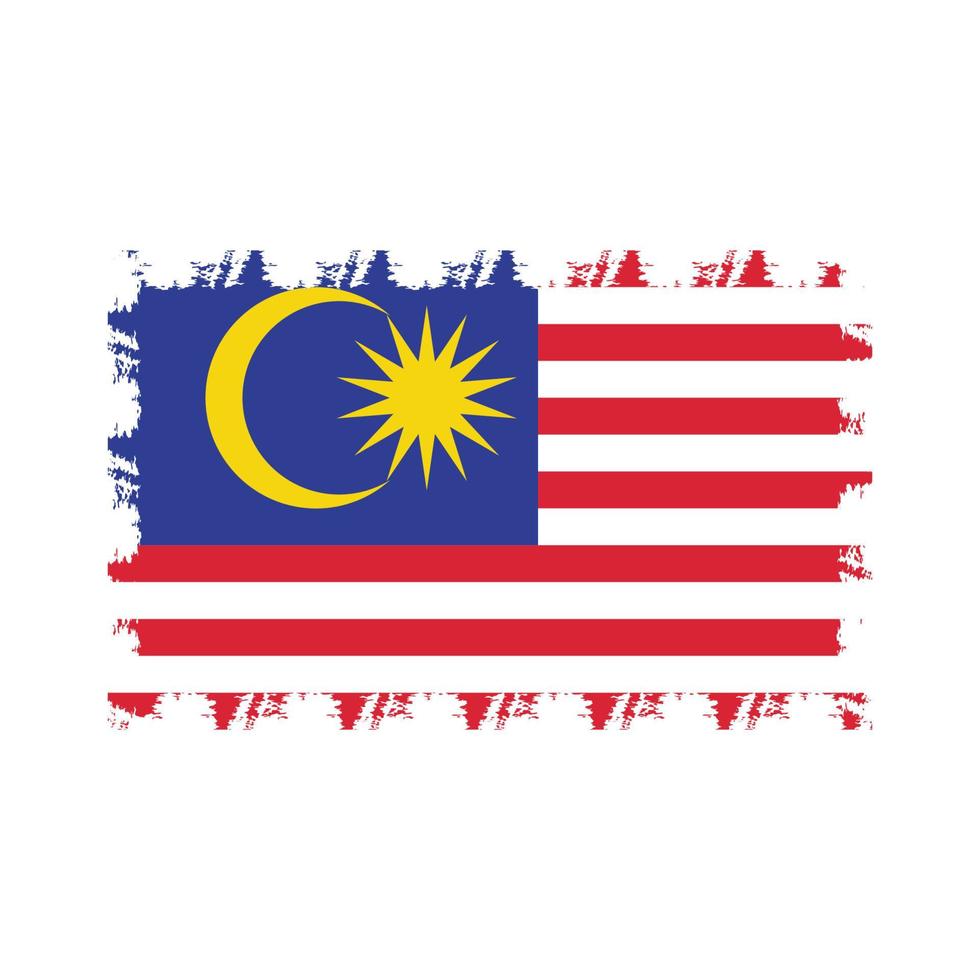 Malaysia flag vector with watercolor brush style