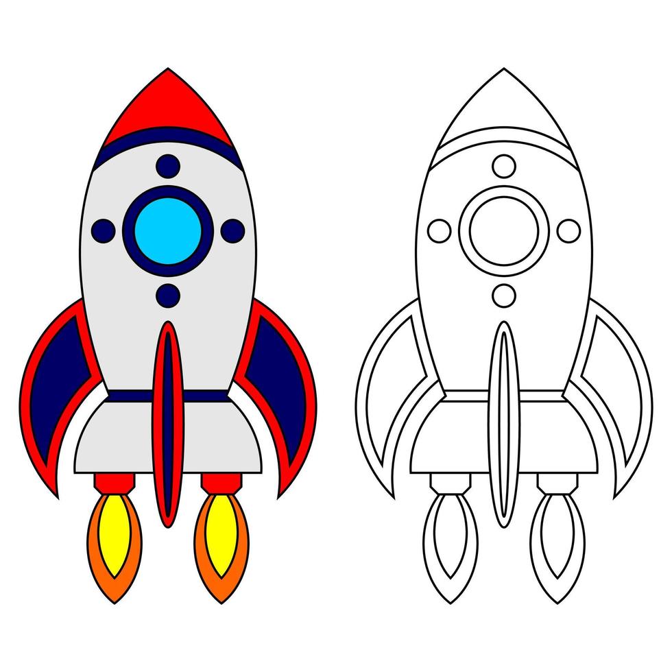 Coloring page rocket drawing for kids vector