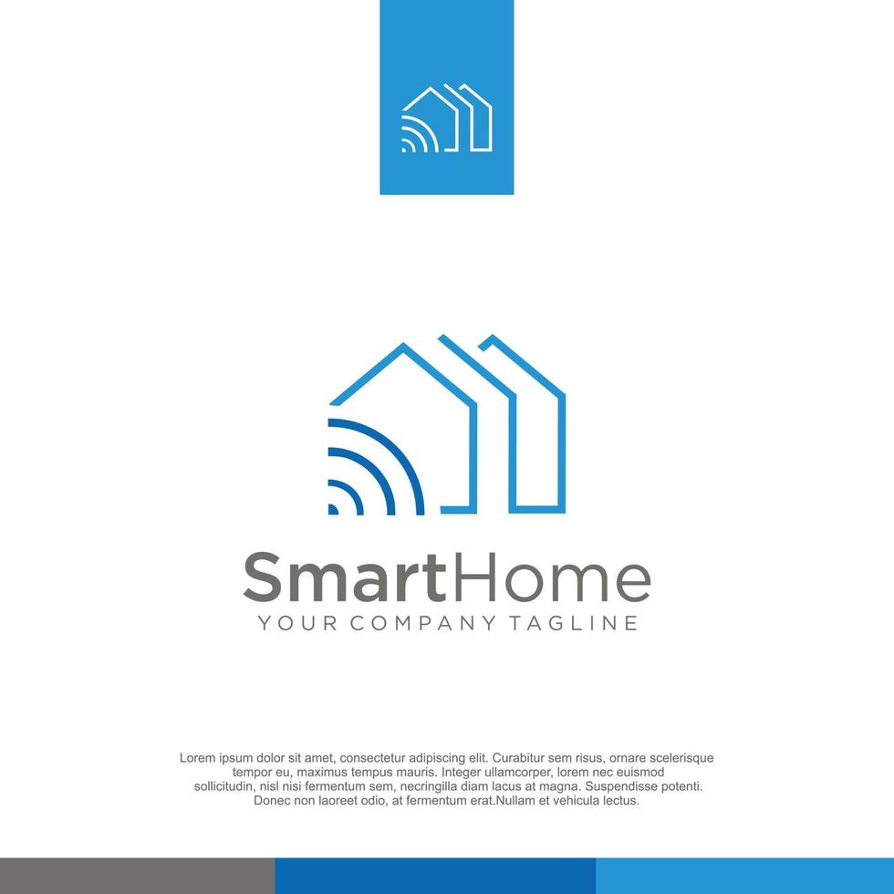 Real Smart House Logo Design Template. simple modern home real estate logo line art vector. mobile app network icon vector