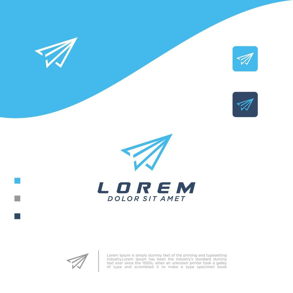 Simple Paper Plane Logo Design line icon. Paper airplane jet fly Logo Design flat simple outline icon for mobile app vector