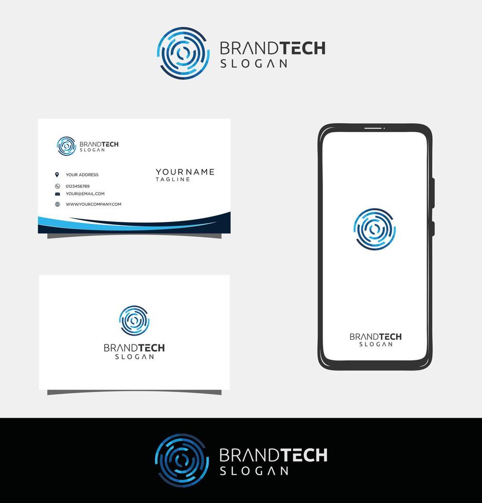 plantilla de diseño de logotipo de tecnología de círculo moderno. icono de diseño de logotipo de tecnología digital de tecnología redonda. letra inicial o ring tech diseño de logotipo tarjeta de visita y aplicación móvil vector