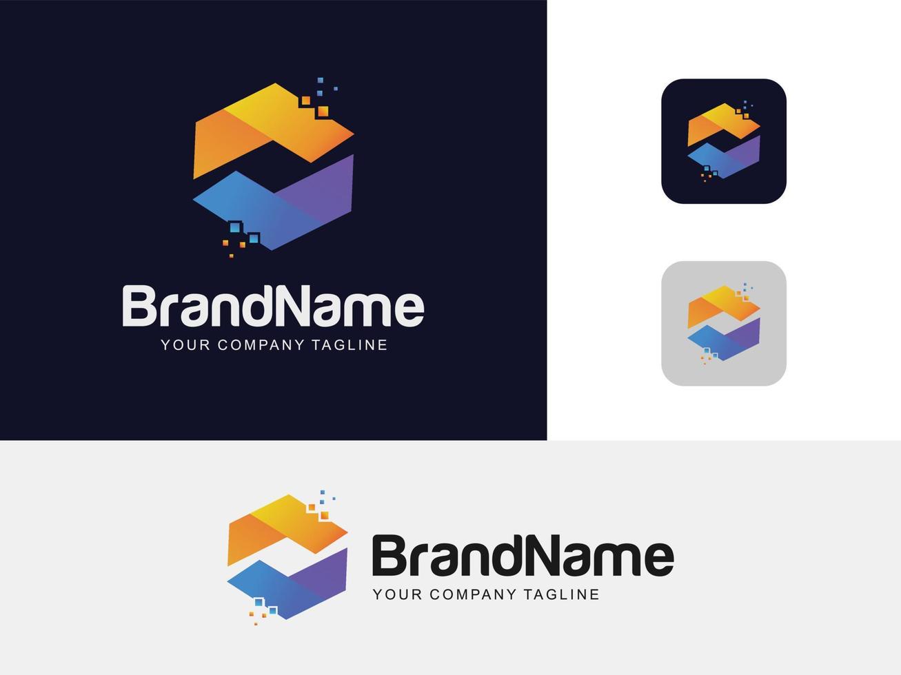 Abstract Hexagon Colorful logo design illustration. modern Hexagon Digital logo Gradation icon template vector