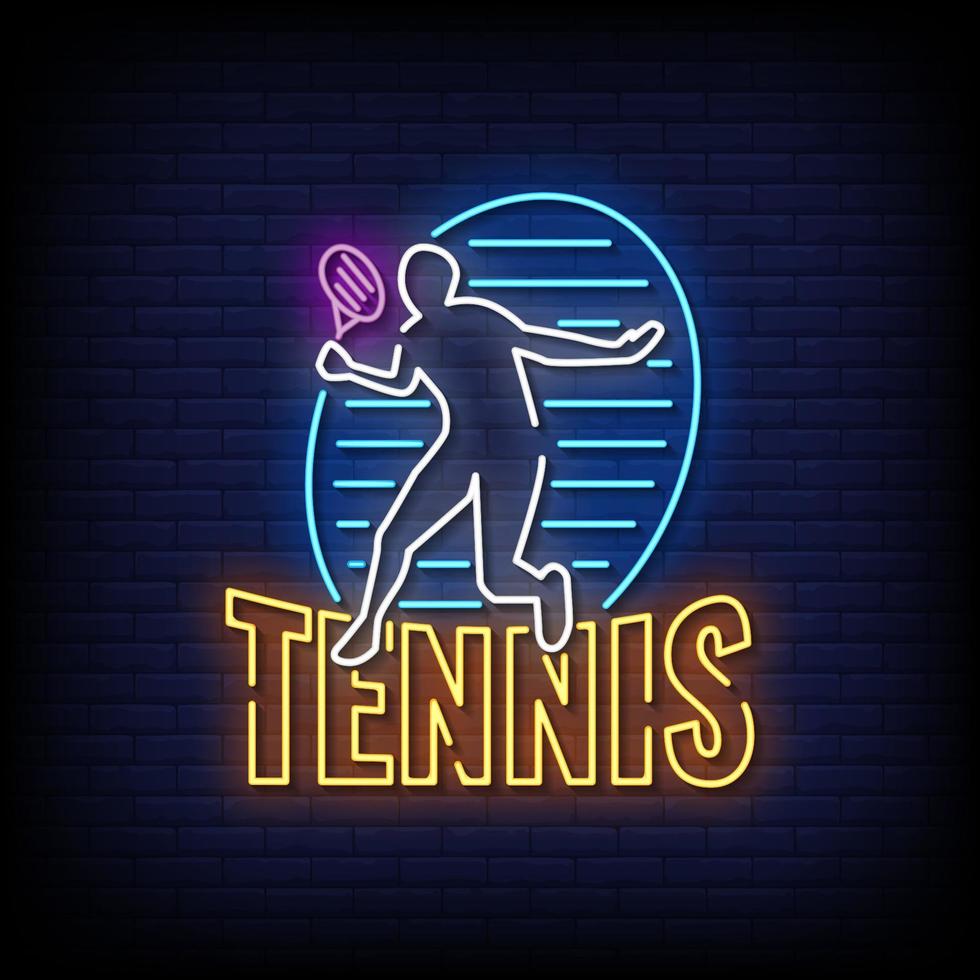 vector de texto de estilo de letreros de neón de tenis