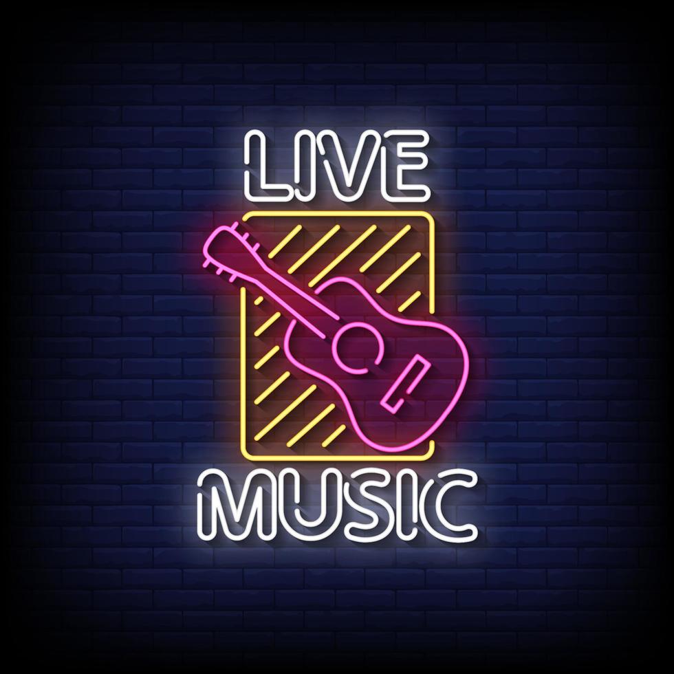 Live Music Neon Signs Style Text Vector