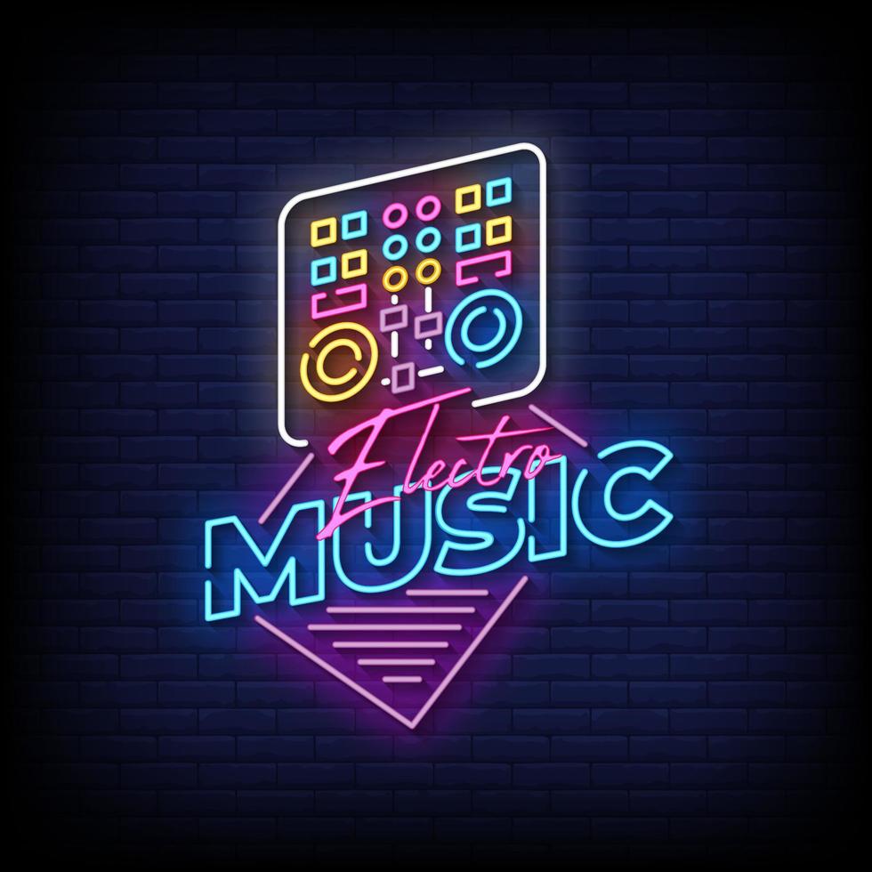 Electro Music Neon Signs Style Text Vector