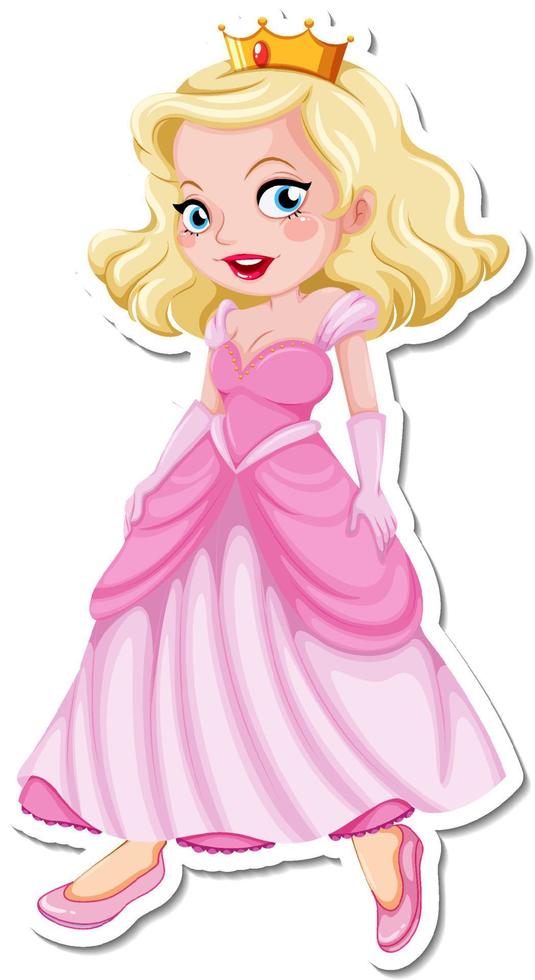 Beautiful princess cartoon character sticker vector