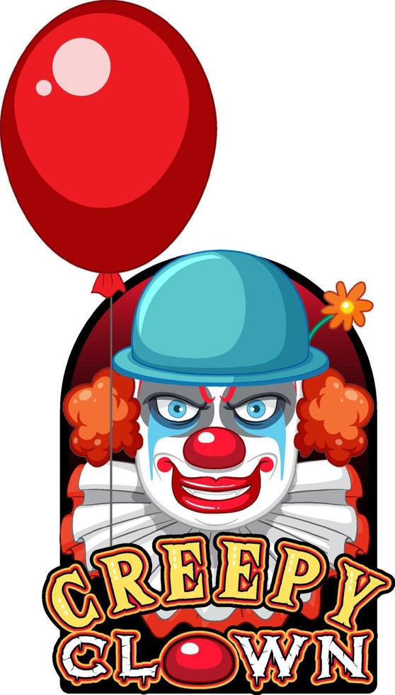 payaso aterrador con logo de payaso espeluznante vector